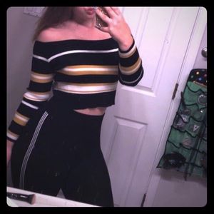 Off the shoulder long sleeved shirt